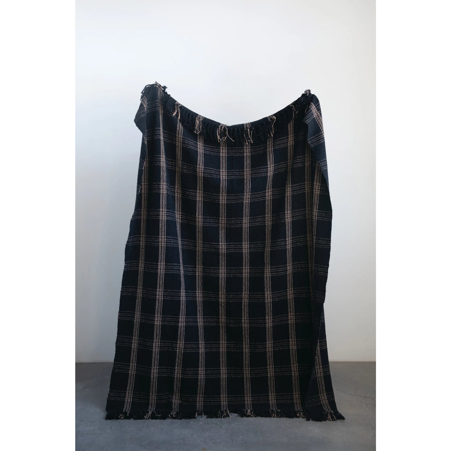 Recycled Cotton Throw - Black & Natural