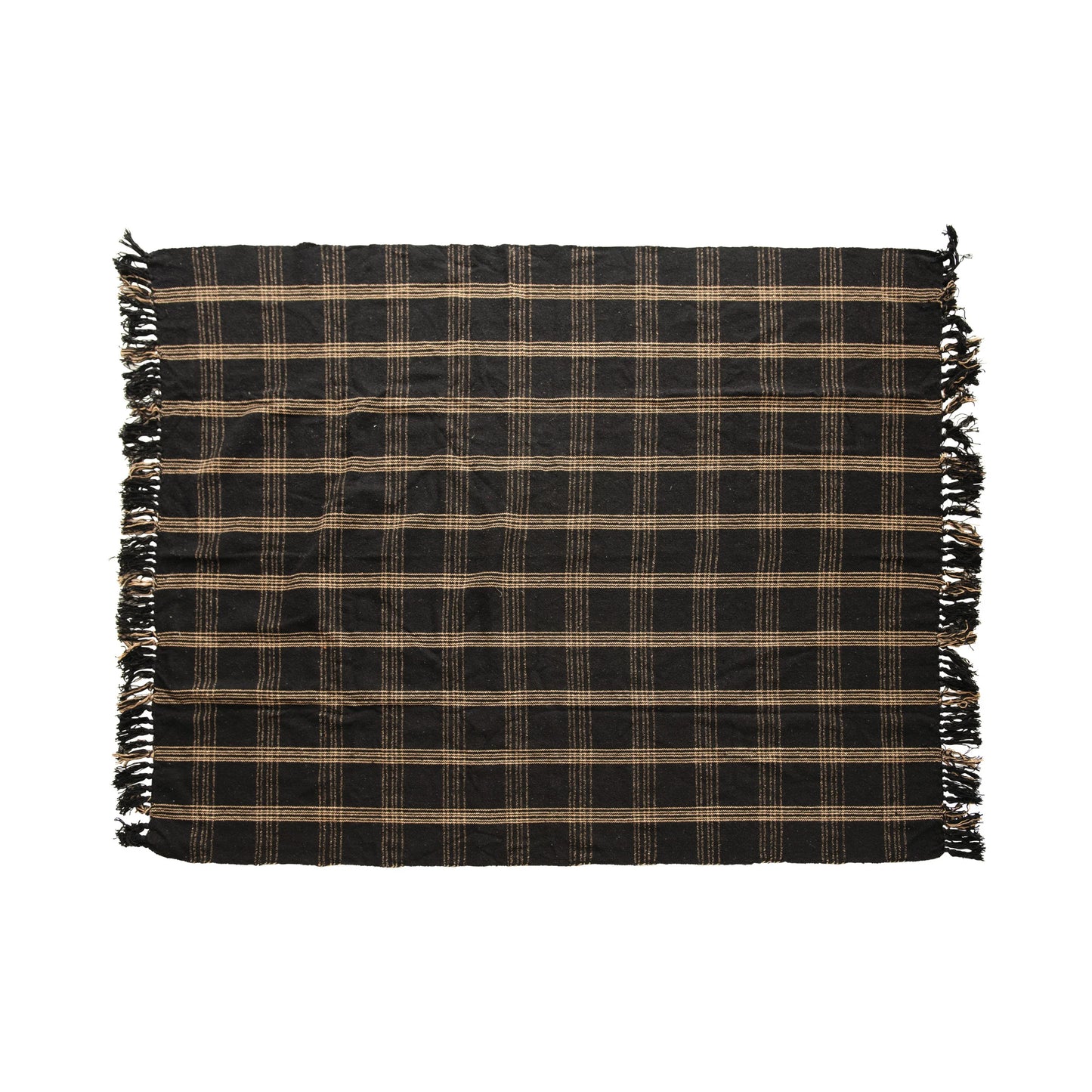 Recycled Cotton Throw - Black & Natural