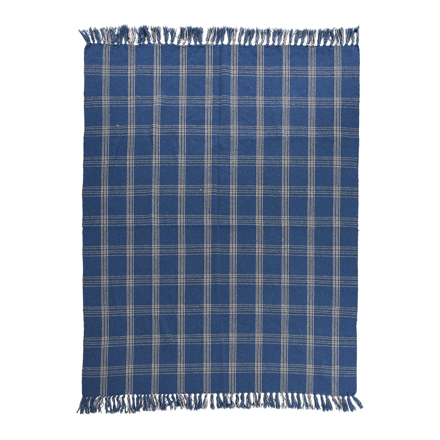 Recycled Cotton Throw - Blue & Natural