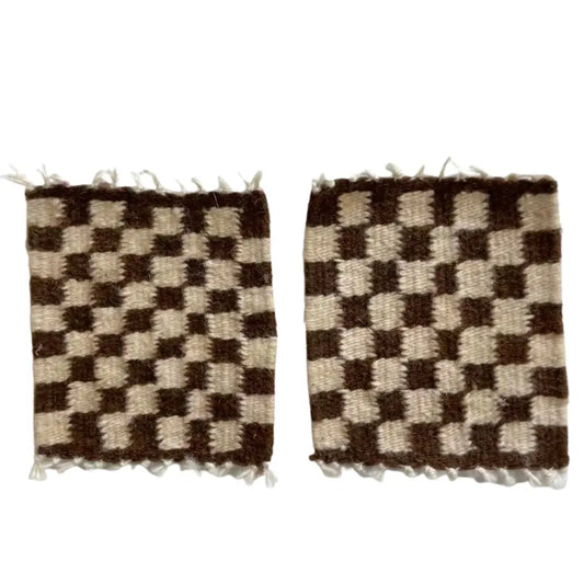 Handwoven Checkered Coasters - Deep Rust