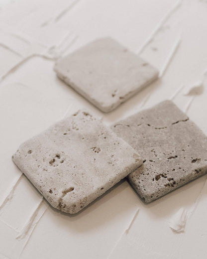 Tumbled Travertine Coasters Set Of 3