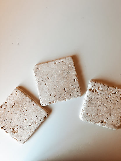 Tumbled Travertine Coasters Set Of 3