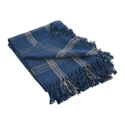Recycled Cotton Throw - Blue & Natural